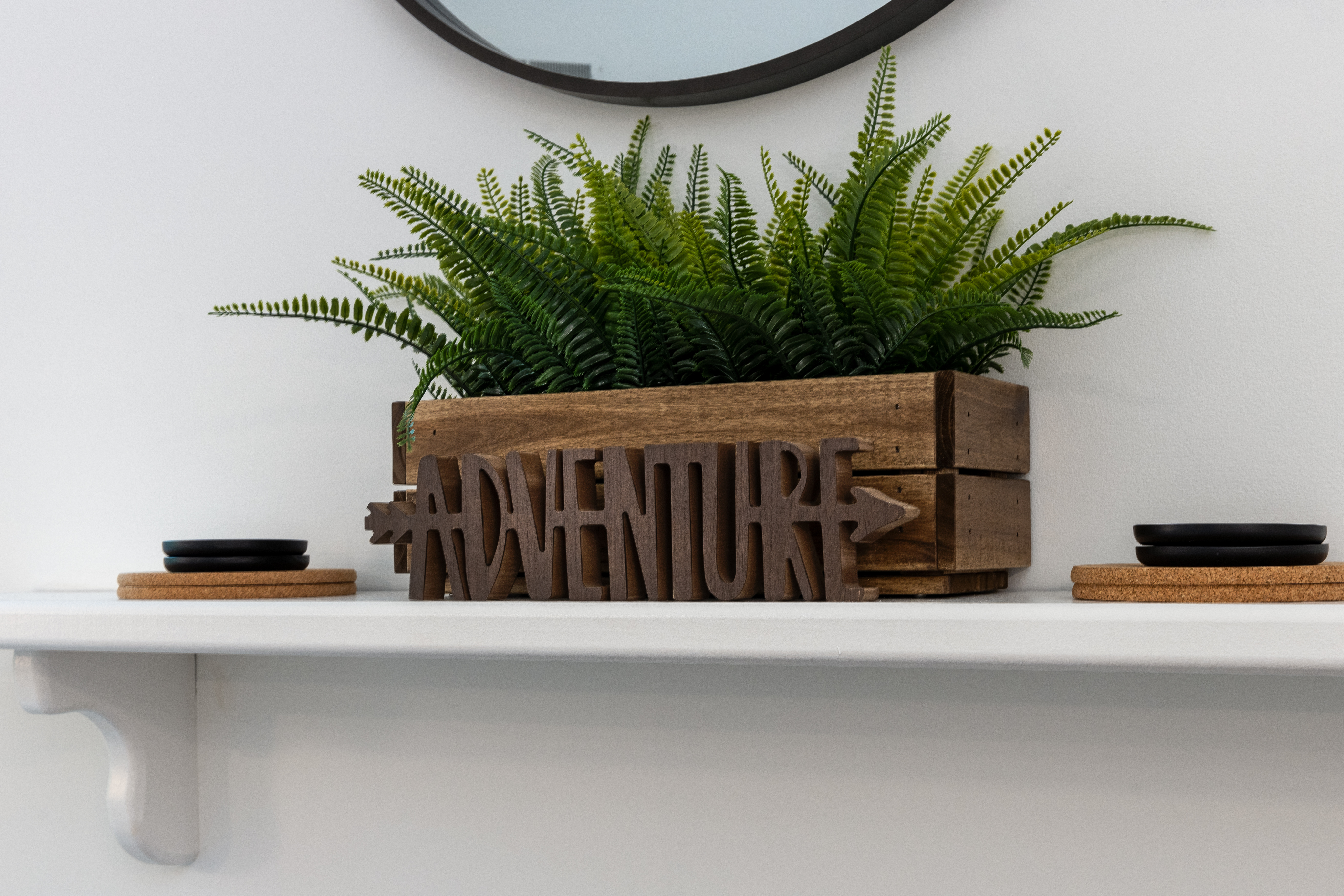 Living room decor shelf detail at The Retreat at Three Ridges, Wintergreen VA