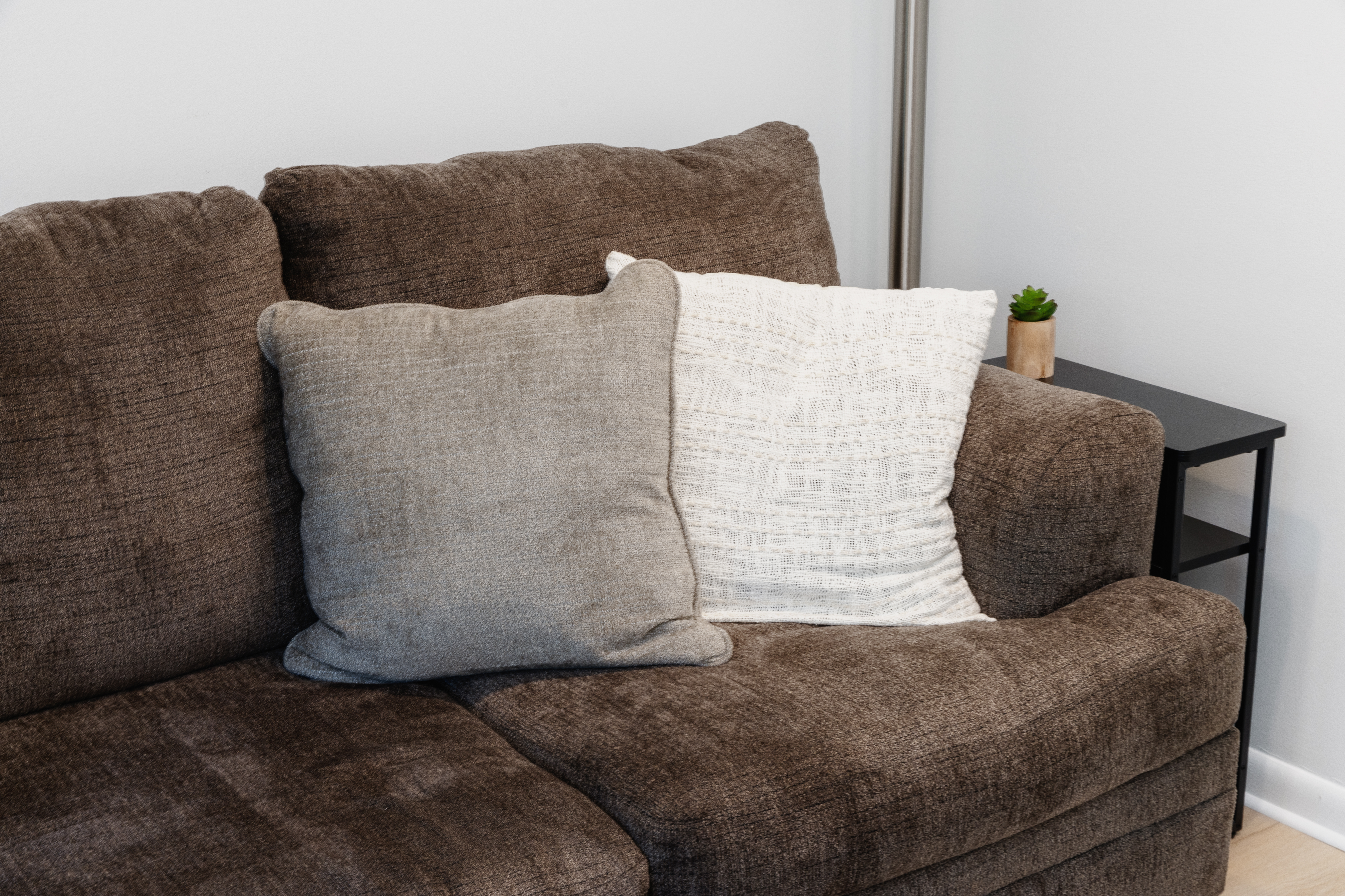 Sofa detail in the living room at The Retreat at Three Ridges, Wintergreen VA