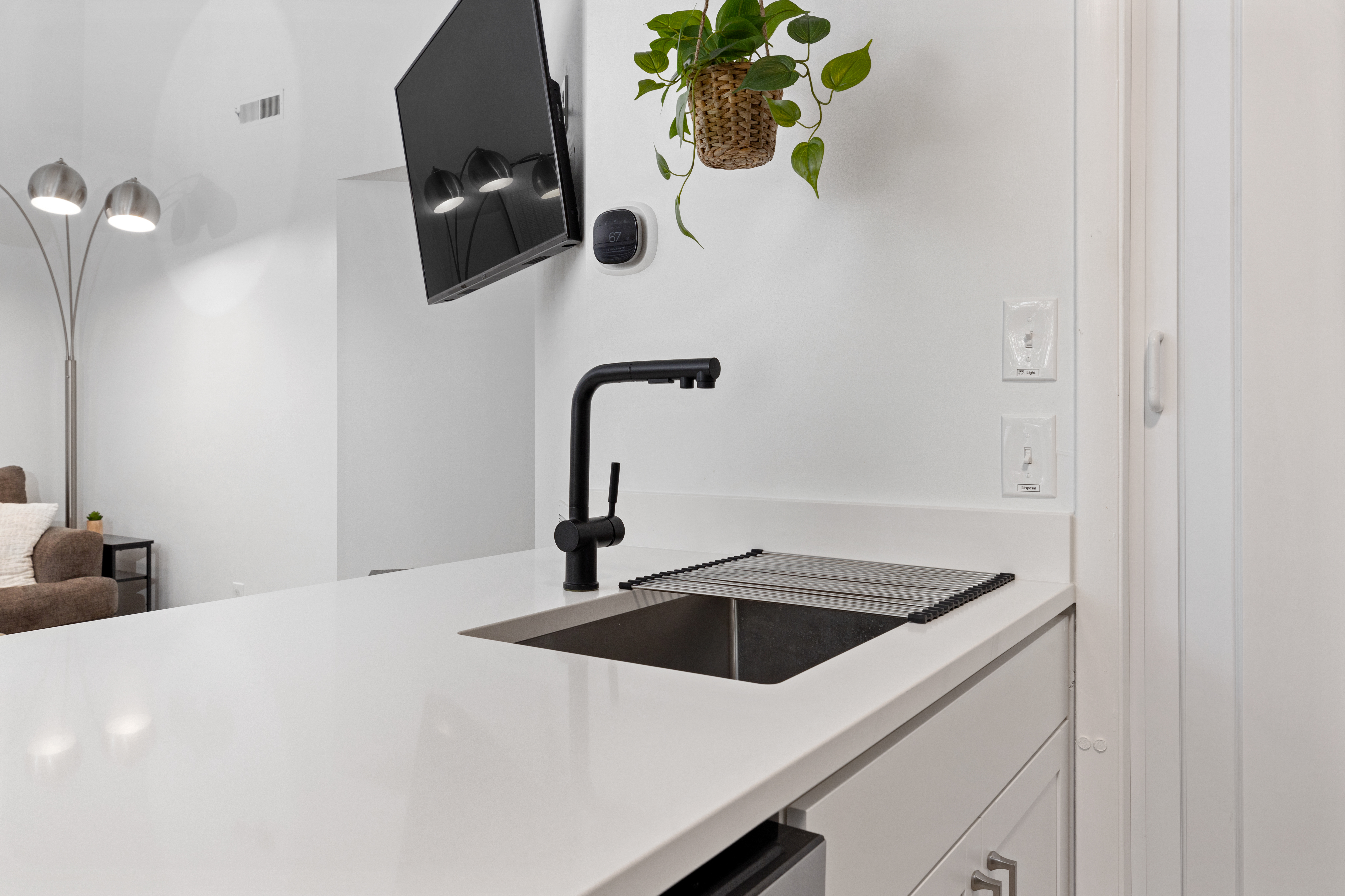 Kitchen sink and island detail at The Retreat at Three Ridges, Wintergreen VA
